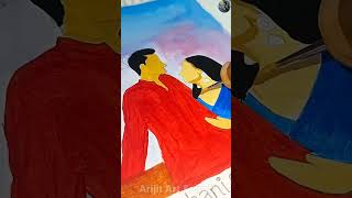 Traditional Couple Painting| Bengali love couple painting| Romantic Couple on Balcony Painting