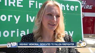 Highway memorial dedicated to fallen firefighter
