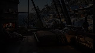 Natural Rain On Snowy Mountain Peak In The Room Through The Window | Rain Sounds For Relaxing