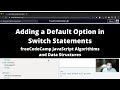 Adding a Default Option in Switch Statements (Basic JavaScript) freeCodeCamp tutorial