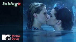 'Karma & Amy's Pool Kiss' 👩‍❤️‍💋‍👩 Official Throwback Clip | Faking It | MTV