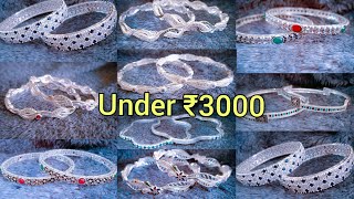 Simple Silver bangles designs with price 2023 | Silver stone  bangles designs with price