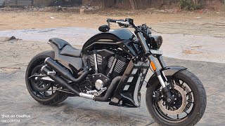 bullet 500cc 😊 modified Harley night road  Gallardo 🔥❤️ made by GM CUSTOM full view