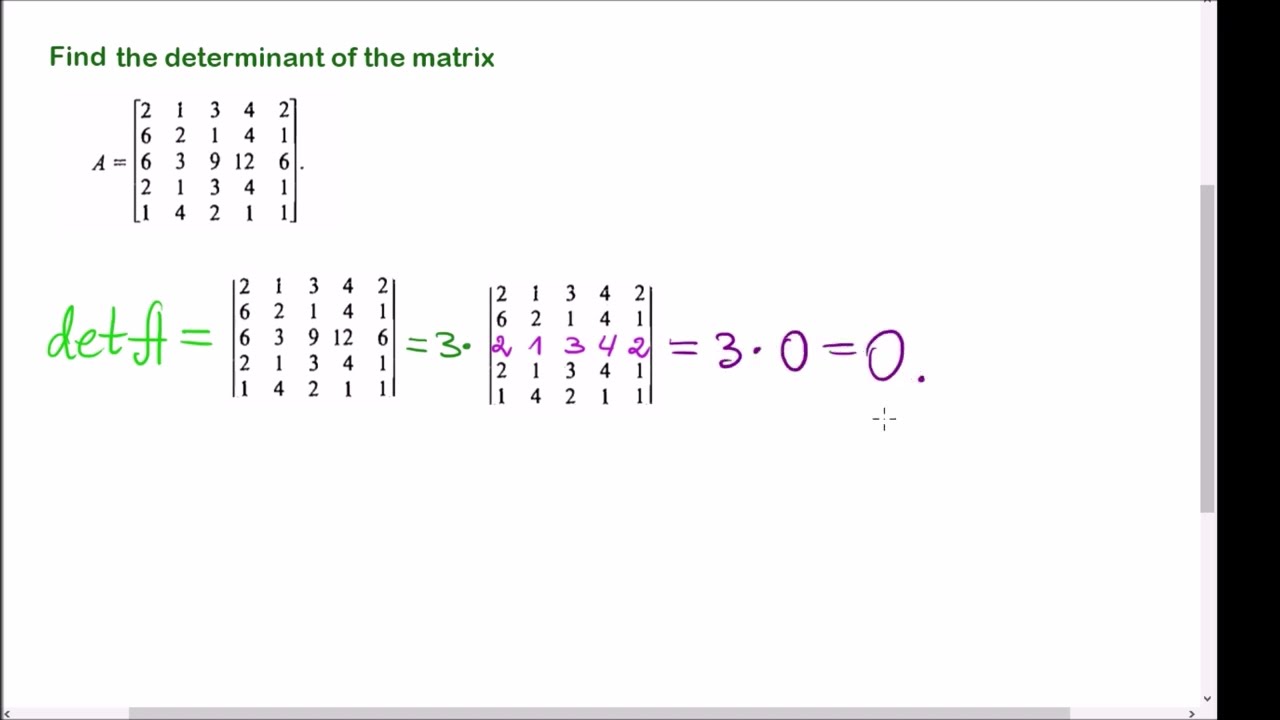 Determinant Of A Matrix With Two Identical Rows - YouTube