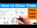 Easy Beginner Drawing trees - Simple Shapes and Sketching Guide