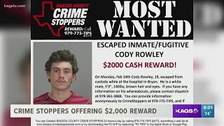 Brazos County authorities searching for missing inmate, Crime Stoppers offers $2,000