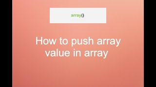 how to push value in array with array_push function
