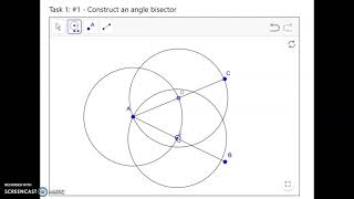 Construct an angle bisector in GeoGebra (IXL C6, Eureka Module 1 Lesson 3)