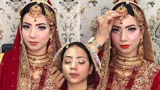 Soft and easy barat bridal makeup tutorial you can do it within 30 minutes|| blush with Amna