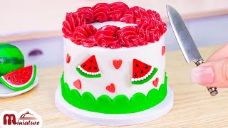 🍉 1UP Freeze Dried Watermelon Cake 🍉 Best Miniature Watermelon Dessert \u0026 Decorating | ASMR Cooking