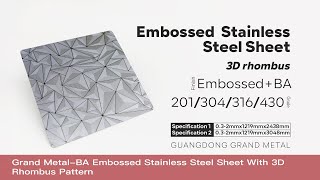 BA Embossed Stainless Steel Sheet With 3D Rhombus Pattern