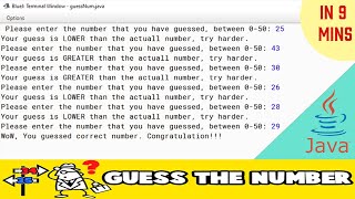 Make a Java game - guess the number | In 9 minutes | with Basic java knowledge