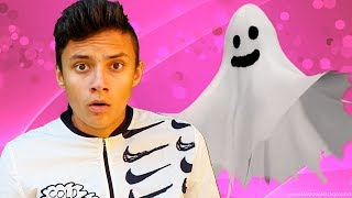 Alena and Pasha dress up in a funny ghosts