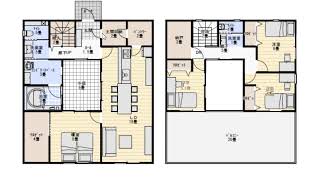 中庭のある家の間取り　39坪4LDK間取りシミュレーション