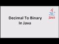 Decimal To Binary Conversion In Java