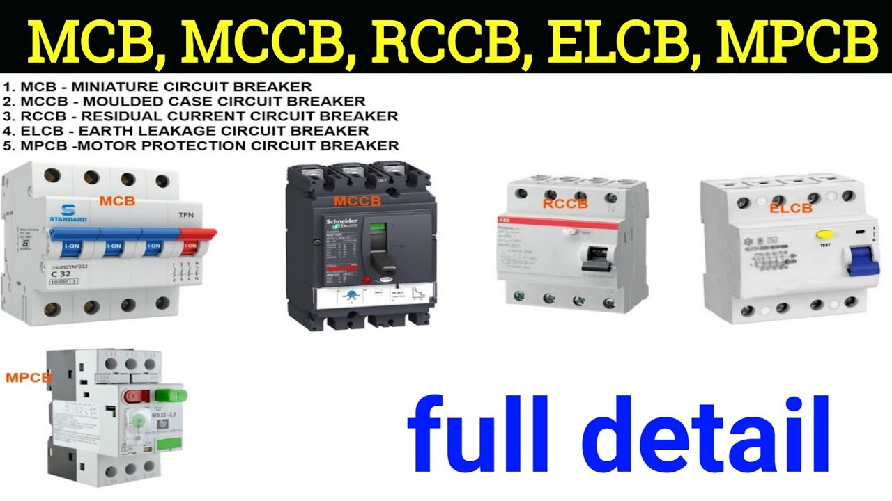 Difference Between MCB, MCCB, ELCB And RCD Circuit Breakers, 54% OFF