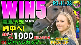 WIN5競馬予想  的中へ1000頭以上をデータ分析  R3.11.28win5 ジャパンカップG1etc.WIN5