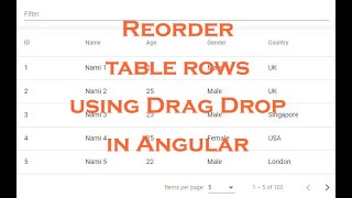 Reorder mat-table rows with angular material's drag-and-drop