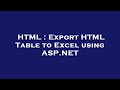 HTML : Export HTML Table to Excel using ASP.NET
