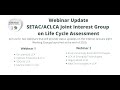 Webinar 1 : SETAC/ACLCA Joint Interest Group on Life Cycle Assessment