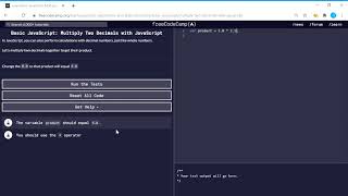 Basic JavaScript (15/111) | Multiply Two Decimals with JavaScript | freeCodeCamp