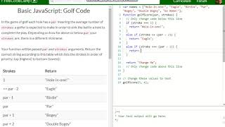 Basic JavaScript Golf Code free code camp Dani