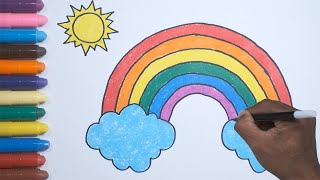 Menggambar dan Mewarnai Pelangi dengan Crayon | How to Draw Rainbow for Kids #Painting #Coloring