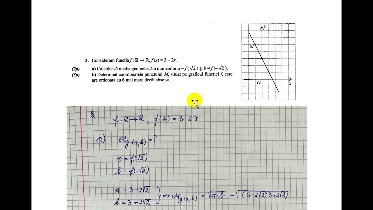 Consideram Functia F(x)=3-2x. Determina Coordonatele Punctului M ...