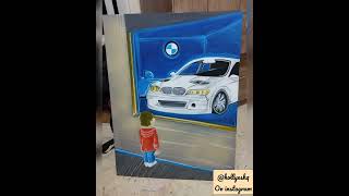 kid dream car.canvas. #canvas #canvaspainting #kid  #dreamcar #acrylicpainting #painting #spraypaint