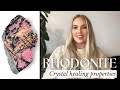 CRYSTAL HEALING PROPERTIES OF RHODONITE 🌸 (formation, history, chakras & more!)