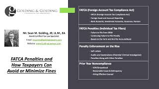 FATCA Penalties and How Taxpayers Can Minimize Fines - Golding \u0026 Golding International Tax Lawyers