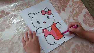Pencil Drawing Easy Ideas, Cute Cat and Mug Drawing | Kids color 2023