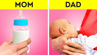 MOMS👩 VS DADS👨! || How To Be A Creative Parent 👨‍👩‍👦 Sweet Hacks and Tricks For Crafty Parents