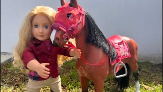 Huge horse toy! || Our Generation race horse with rider American girl doll toy