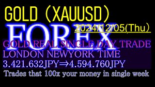 2024/12/05(Thu）GOLD REAL TRADE　LONDON NEWYORK TIME 3.421.632JPY⇒4.594.760JPY