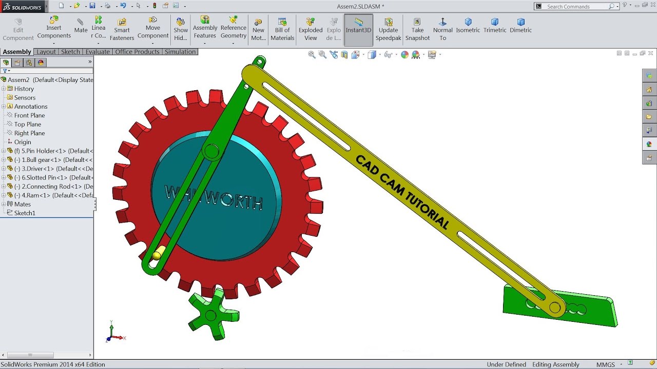 Rotary To Reciprocating Motion With Quick Return Mechanism