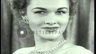 Models display various jewelry creations by Trifari in New York. HD Stock Footage Models display various jewelry creations by Trifari in New York. HD Stock Footage