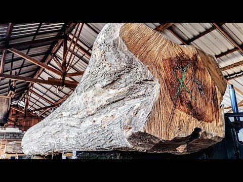 Wood Sawmill Skills Detail Sawing Super Teak Log Youtube