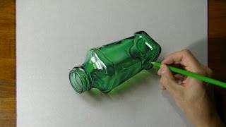 Green Bottle Drawing - 3D Art