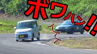 凄い音！！  タイヤがバーストするとこんな音がするのか！！ K-car Drift!  Tire Burst!