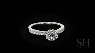 Timeless 6-Claw engagement ring with pavé set band - W0014 - 0.81ct