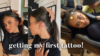 getting my first tattoo behind my ear! vlog