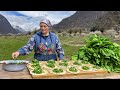 Pies with Fresh Herbs cooked in Nature! Sunny Day in the Village