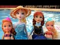 POOL ! Elsa and Anna toddlers - Barbie is the lifeguard - splash