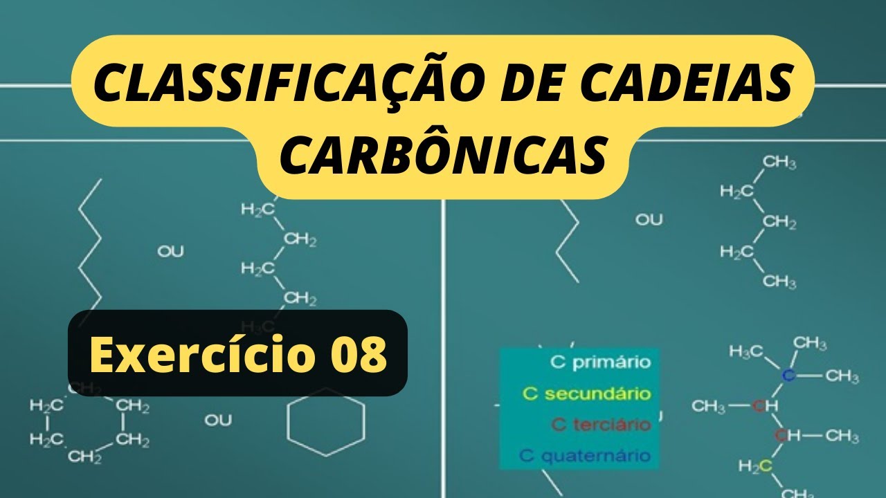 CLASSIFICAÇÃO DE CADEIAS CARBÔNICAS - Exercício Resolvido - 08 - YouTube