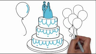 How to draw a Birthday Cake Step by Step | Birthday Cake Drawing Lesson