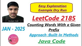 Counting Words With a Given Prefix | LeetCode 2185 | Built-In Methods | Java Code | Developer Coder