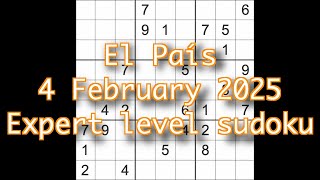 Sudoku solution El País 4 February 2025 Expert level