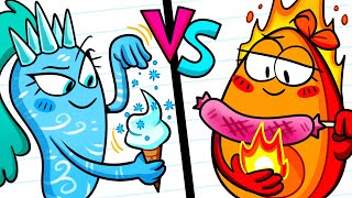 HOT vs COLD CHALLENGE || Funny Situations with Girl on Fire and Icy Girl || Avocado Couple