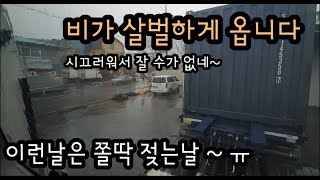 빗소리 때문에 잠을 잘 수가 없네....우중 캠핑 온것도 아니고.. (빗길 안전운전 하세요) /스카니아 R450 폭우속 차숙